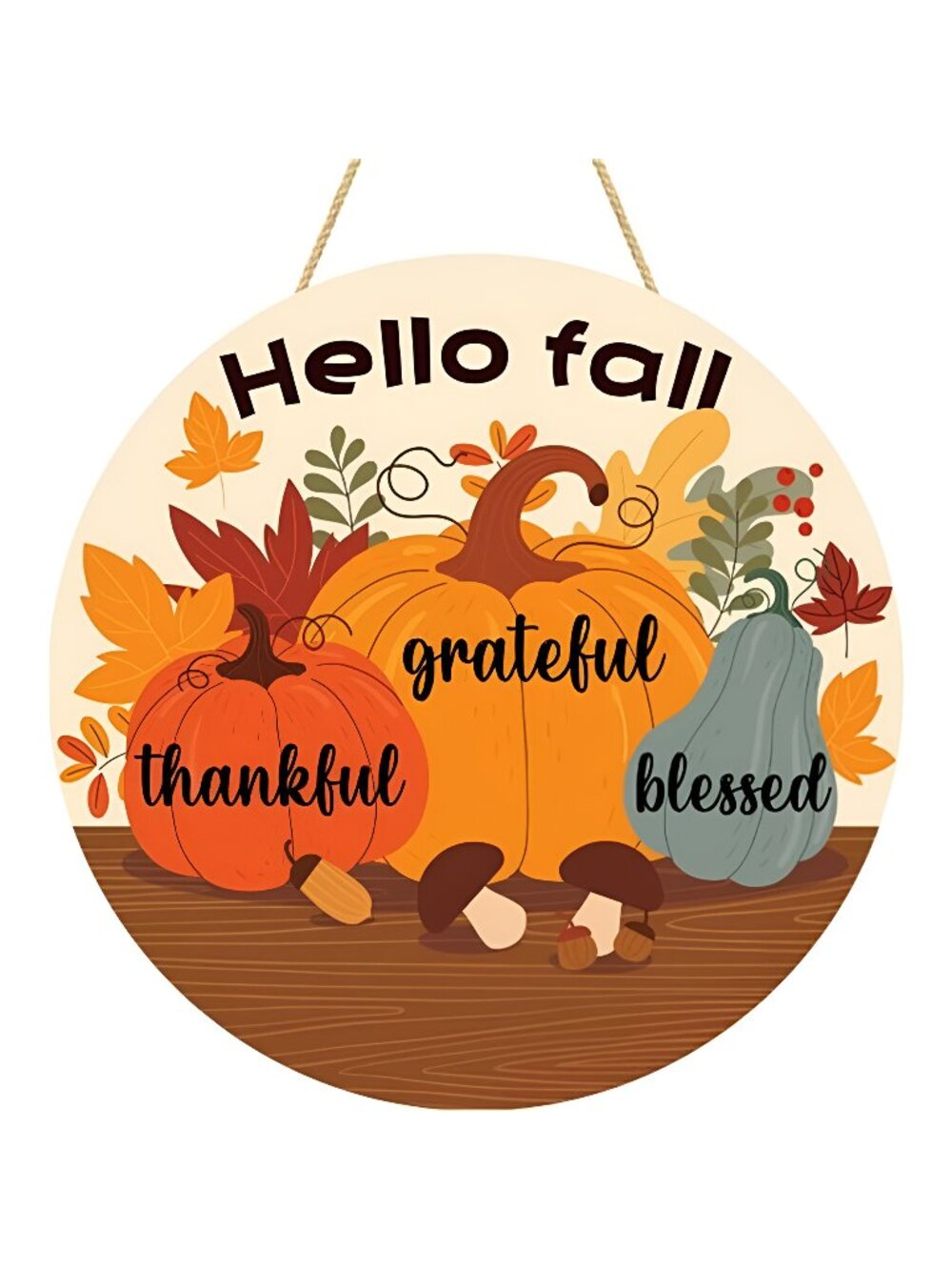 Fall Decorations for Home - Welcome Sign for Front Door,Rustic Round Wood